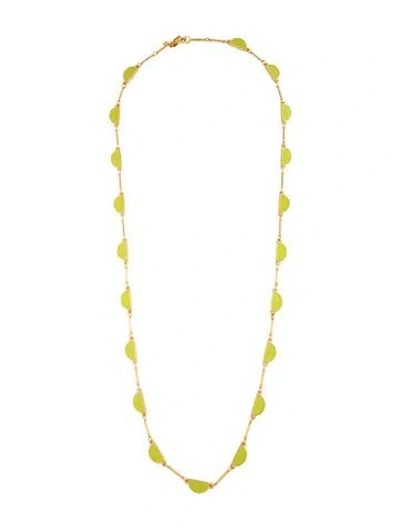 Pre-owned Kate Spade Enamel Station Chain Necklace, 32" In Green