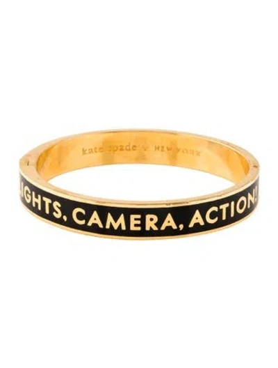 Pre-owned Kate Spade Enamel 'steal The Show' Hinged Bangle, 6.75" In Black