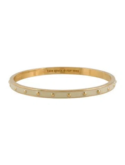 Pre-owned Kate Spade Enamel Stud Bangle Bracelet, 8" In White