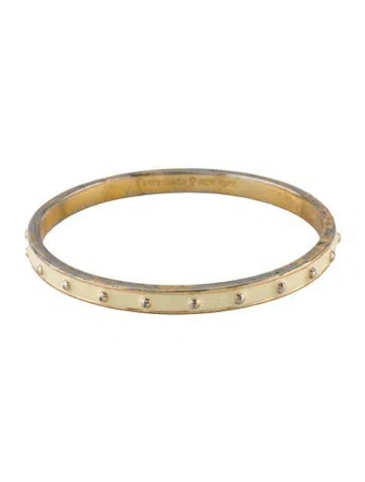 Pre-owned Kate Spade Enamel Stud Bangle Bracelet, 8" In White