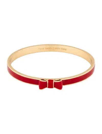 Pre-owned Kate Spade Enamel 'take A Bow' Bangle Bracelet, 8" In Red