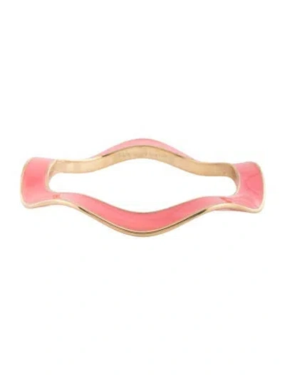 Pre-owned Kate Spade Enamel Wavy Bangle Bracelet, 8" In Pink