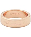 Kate Spade Engraved Idiom Script Band Ring In Rose Gold