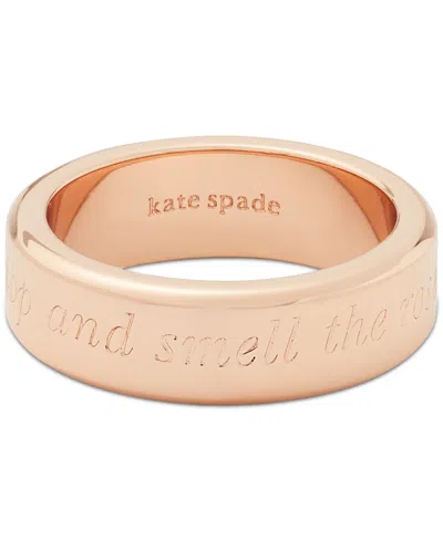 Kate Spade Engraved Idiom Script Band Ring In Rose Gold