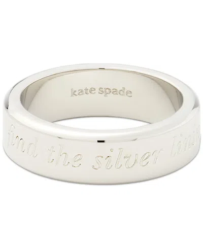 Kate Spade Engraved Idiom Script Band Ring In Silver