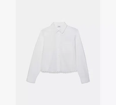 Kate Spade Essential Scalloped Button Down Shirt In Beige