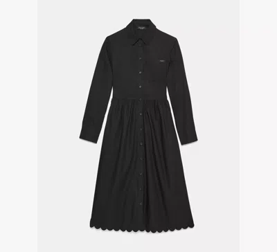Kate Spade Essential Scalloped Midi Shirtdress In Black