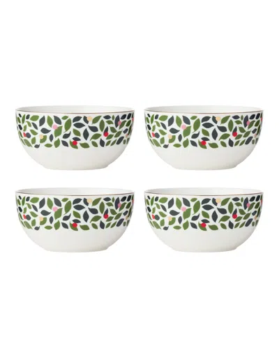 Kate Spade Evergreen 4-piece Soup/ Cereal Bowls In Green