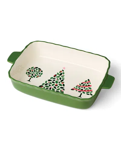 Kate Spade Evergreen Rectangular Scallop Baking Dish In Green