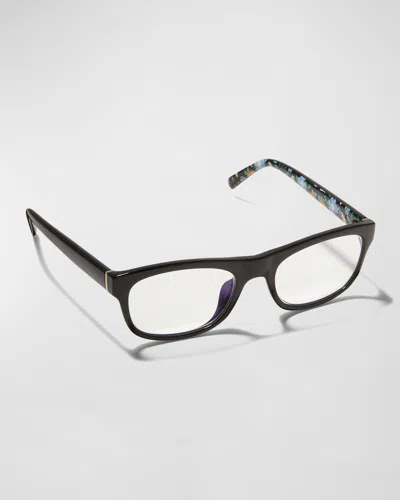 Kate Spade Eviebb Blue Light Blocking Rectangle Propionate Reading Glasses In Black