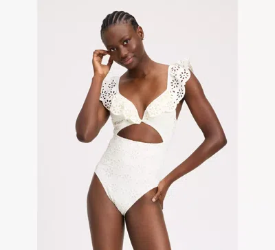 Kate Spade Eyelet Ruffle One-piece Swimsuit