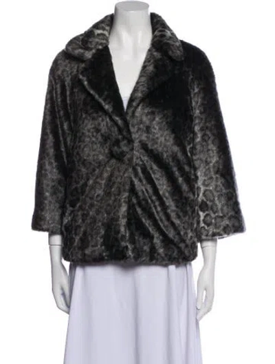 Pre-owned Kate Spade Faux Fur Animal Print Faux Fur Jacket In Green