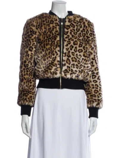 Pre-owned Kate Spade Faux Fur Animal Print Faux Fur Jacket In Multi