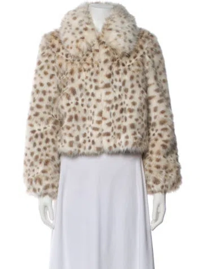 Pre-owned Kate Spade Faux Fur Animal Print Faux Fur Jacket In Neutral