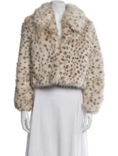 Pre-owned Kate Spade Faux Fur Animal Print Faux Fur Jacket In Neutral