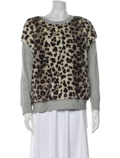 Pre-owned Kate Spade Faux Fur Animal Print Sweater In Multi