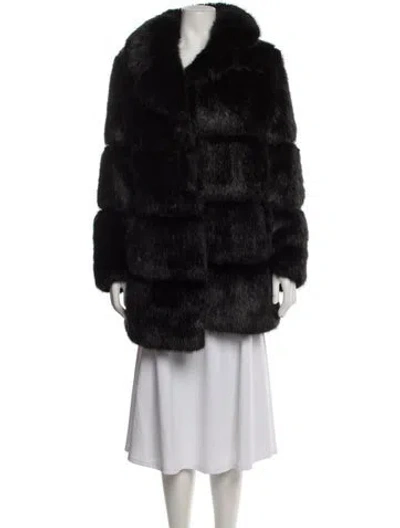 Pre-owned Kate Spade Faux Fur Coat In Black