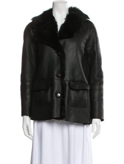 Pre-owned Kate Spade Faux Fur Coat In Black