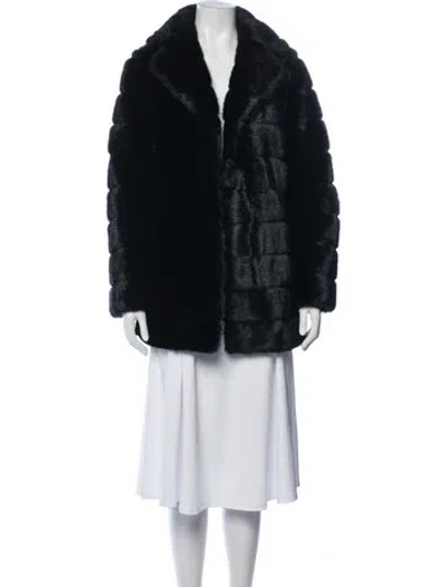Pre-owned Kate Spade Faux Fur Coat In Black