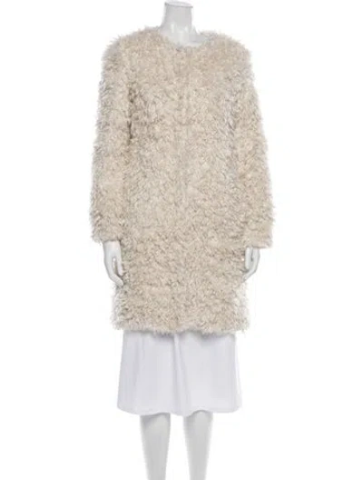 Pre-owned Kate Spade Faux Fur Coat In Neutral