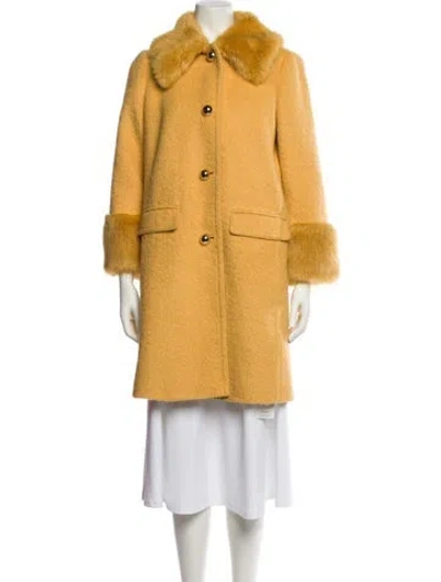 Pre-owned Kate Spade Faux Fur Coat In Yellow