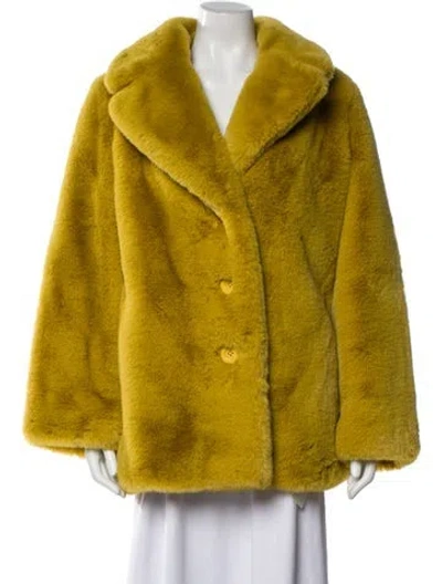 Pre-owned Kate Spade Faux Fur Coat In Yellow