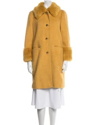 Pre-owned Kate Spade Faux Fur Coat In Yellow