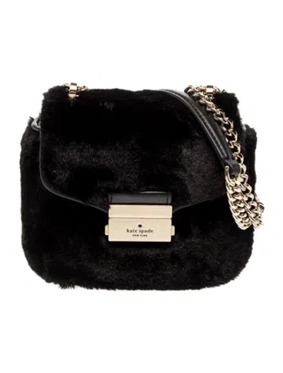 Pre-owned Kate Spade Faux Fur Crossbody Bag In Black