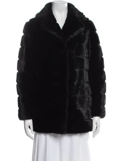 Pre-owned Kate Spade Faux Fur Faux Fur Coat In Black