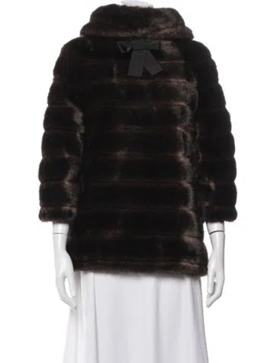 Pre-owned Kate Spade Faux Fur Faux Fur Coat In Black