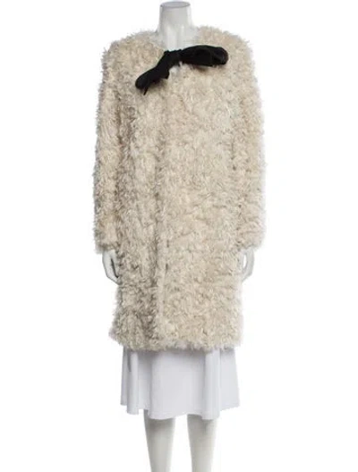 Pre-owned Kate Spade Faux Fur Faux Fur Coat In Neutral