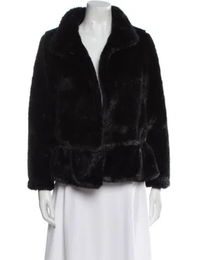 Pre-owned Kate Spade Faux Fur Faux Fur Jacket In Black