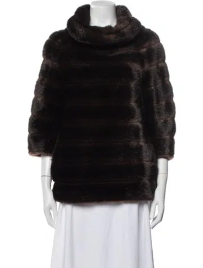 Pre-owned Kate Spade Faux Fur Faux Fur Jacket In Black
