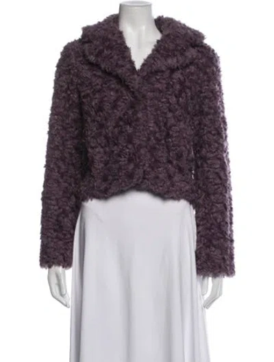 Pre-owned Kate Spade Faux Fur Faux Fur Jacket In Purple