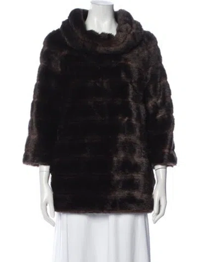 Pre-owned Kate Spade Faux Fur Jacket In Brown