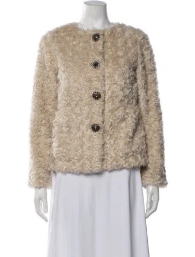 Pre-owned Kate Spade Faux Fur Jacket In Neutrals