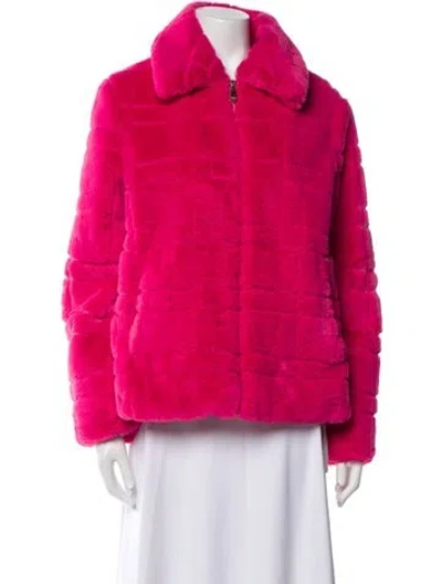 Pre-owned Kate Spade Faux Fur Jacket In Red