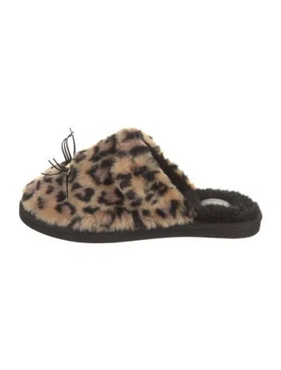 Pre-owned Kate Spade Faux Fur Printed Mules In Brown