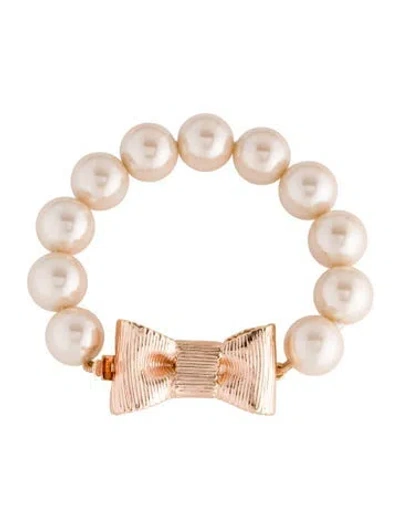 Pre-owned Kate Spade Faux Pearl All Wrapped Up Bracelet, 6.5" In Multi