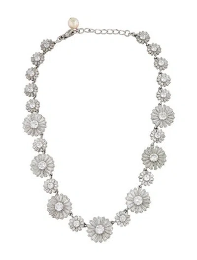 Pre-owned Kate Spade Faux Pearl & Crystal Choker Necklace, 18" In Multicolor