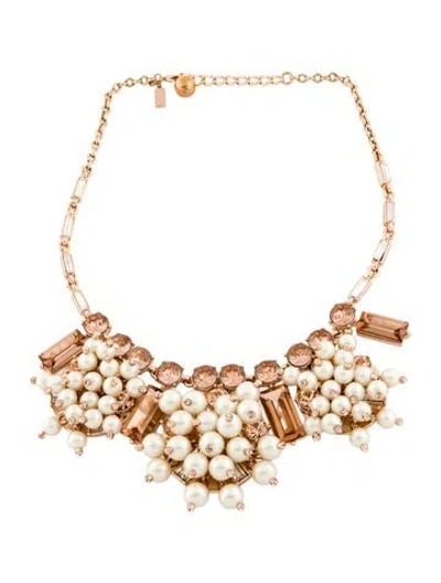 Pre-owned Kate Spade Faux Pearl & Crystal Collar Necklace, 19.5" In Multi