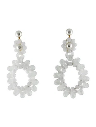 Pre-owned Kate Spade Faux Pearl, Bead & Crystal Drop Earrings In White