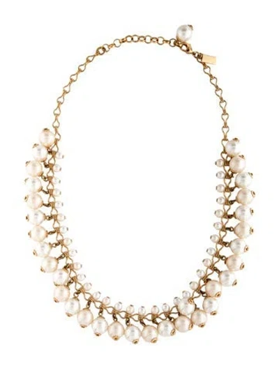 Pre-owned Kate Spade Faux Pearl Collar Necklace, 18" In White