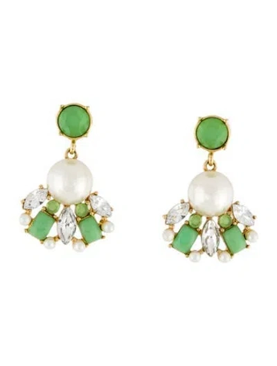 Pre-owned Kate Spade Faux Pearl, Crystal & Resin Drop Earrings