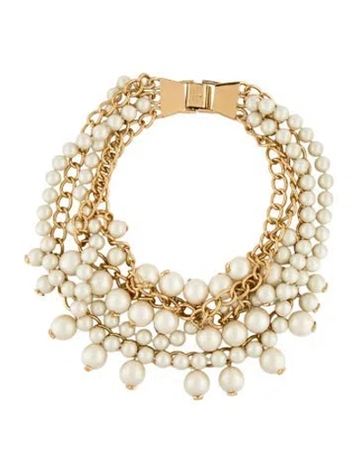 Pre-owned Kate Spade Faux Pearl Multistrand Necklace, 16.5" In White