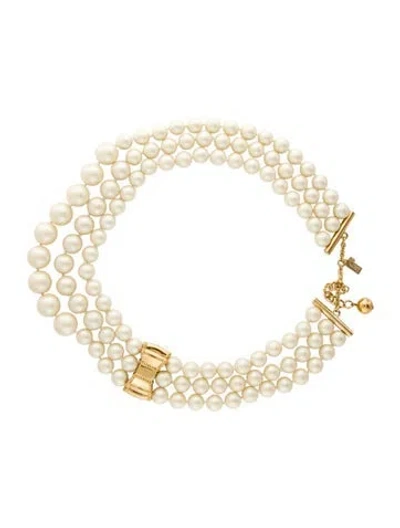 Pre-owned Kate Spade Faux Pearl Multistrand Necklace, 20.5" In White