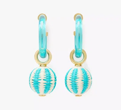 Kate Spade New York Feeling Bubbly Raffia Drop Hoop Earrings In Aqua