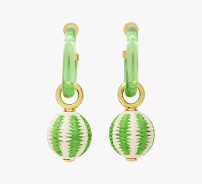 Kate Spade New York Feeling Bubbly Raffia Drop Hoop Earrings In Green