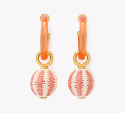 Kate Spade Feeling Bubbly Raffia Charm Hoops In Pink