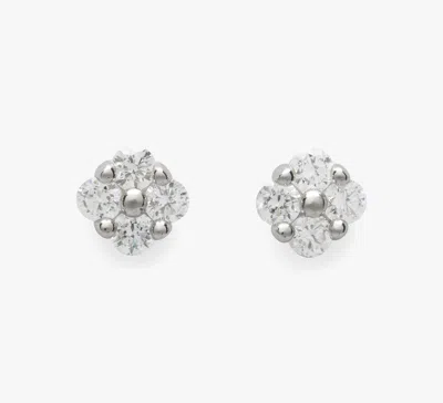 Kate Spade Fine Time To Shine Diamond Flower Studs In Metallic